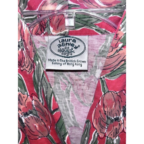 Vintage Laura Ashley Cotton MIDI Dress Floral Print  Orange/Rust Green Size 8 - Picture 2 of 6